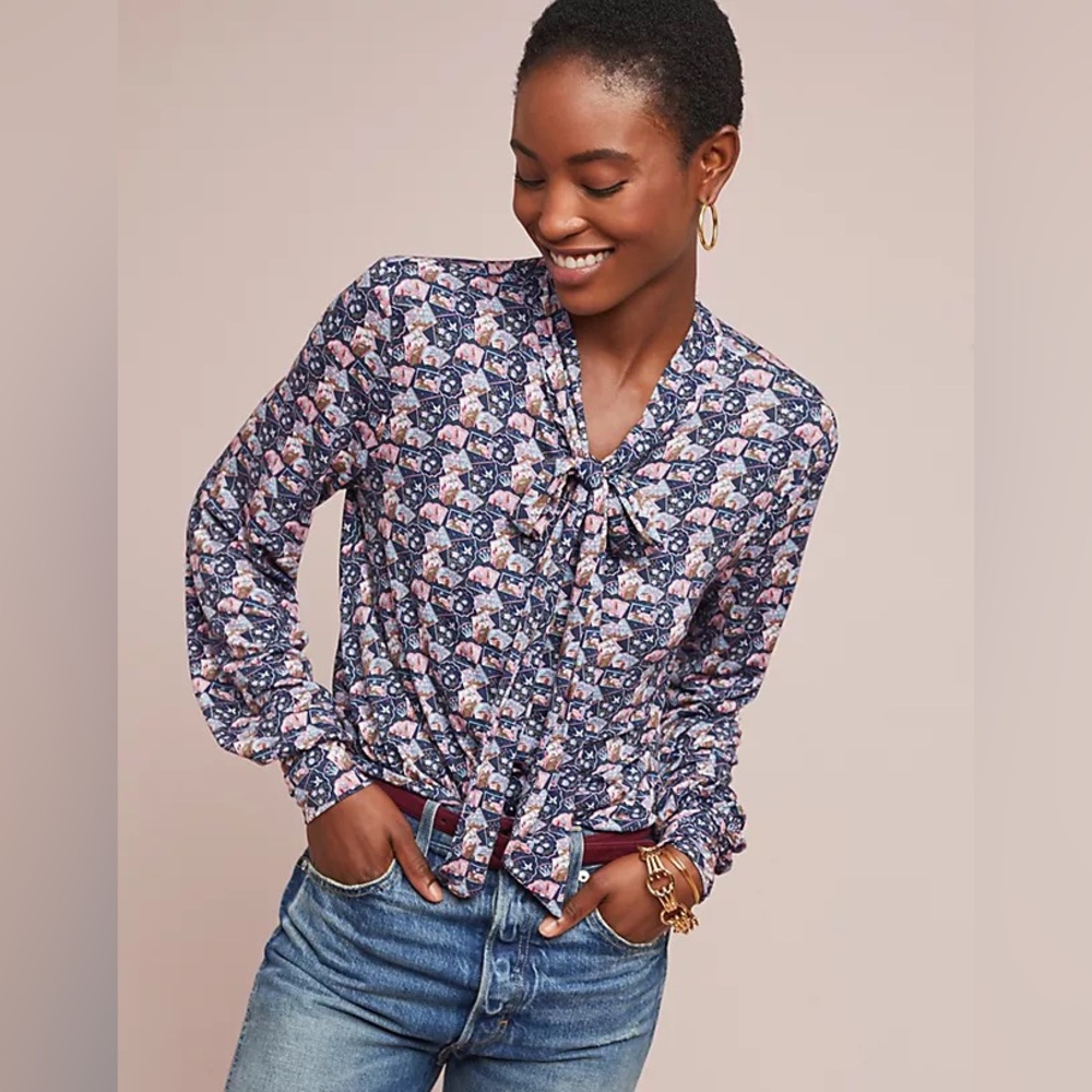 NWOT Anthropologie Postcard Neck-tie Top szXS